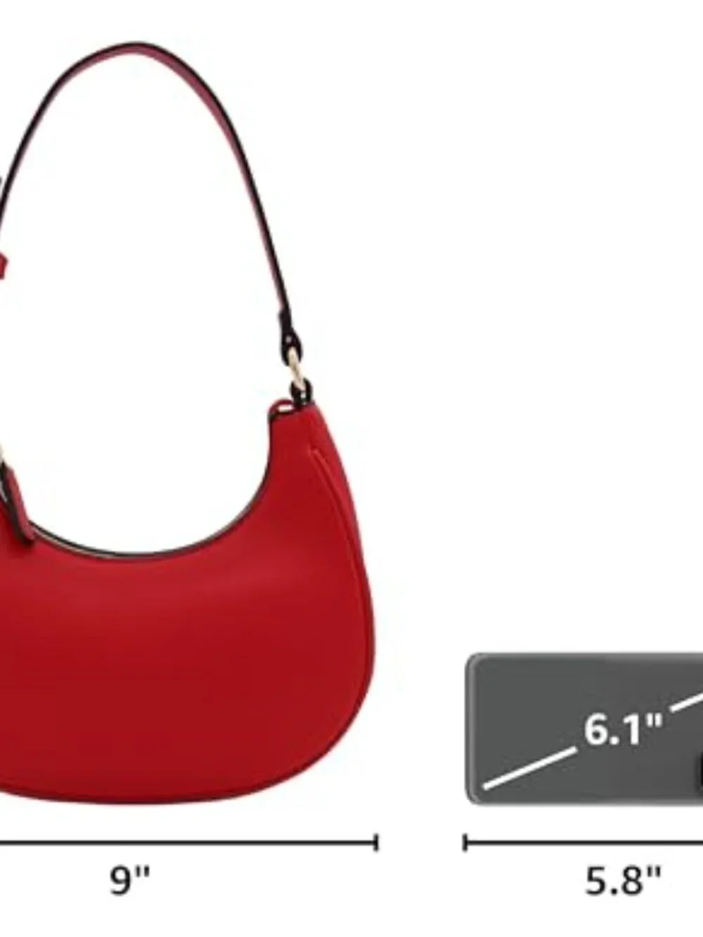 Small Crescent Shoulder Bag Underarm Purse - PU Leather